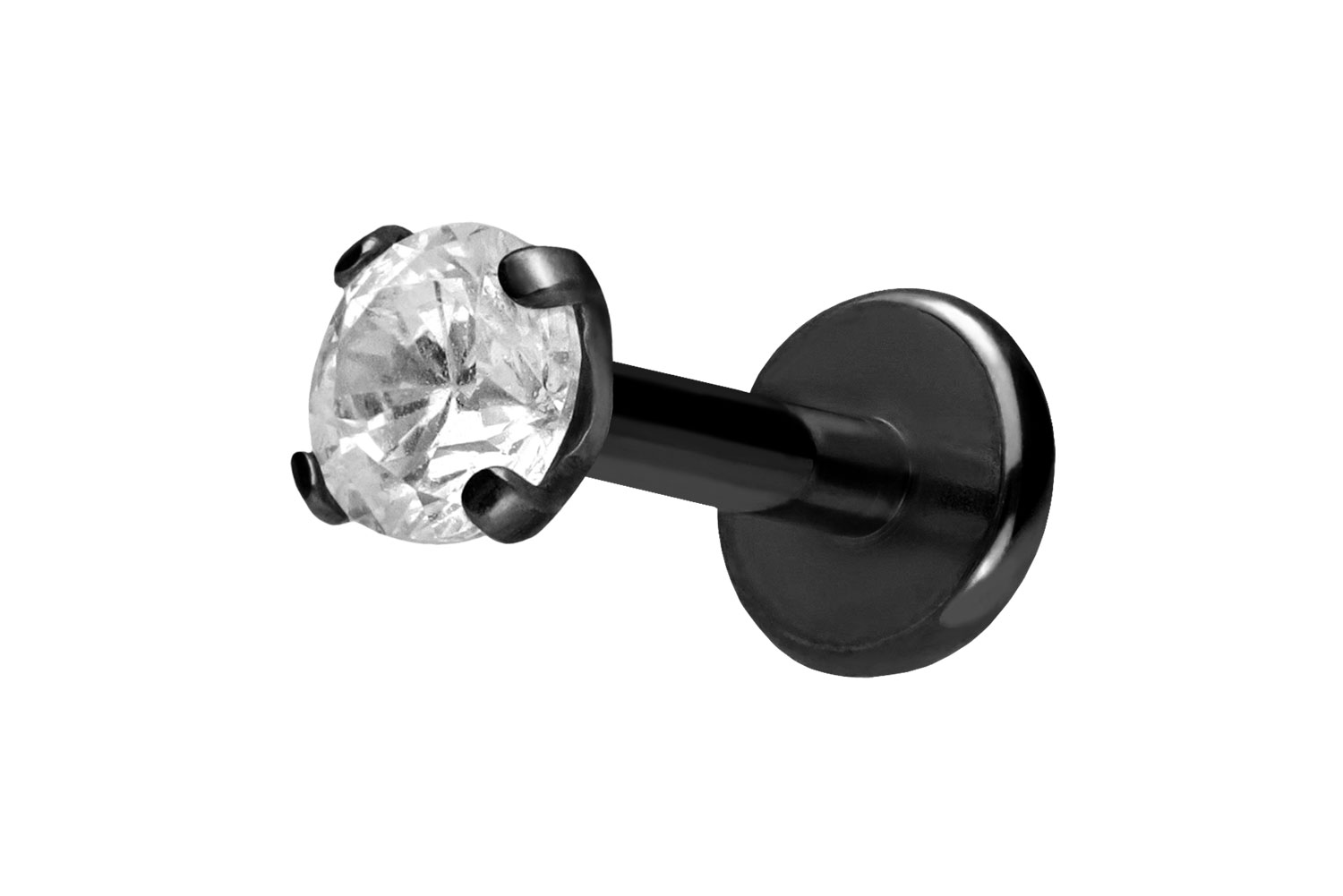 Titan Labret Piercing mit Push Fit EINGEFASSTER KRISTALL